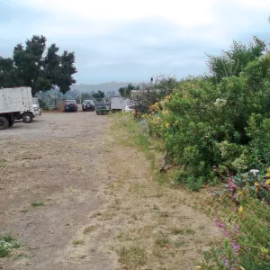 Pritzlaff Conservation Center story poles, view from upper parking area