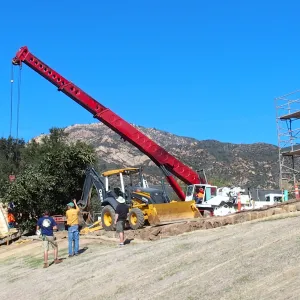 Installation of Island Oaks, flanking the entrance to the new Island Section at the Pritzlaff Conservation Center
