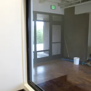 Pritzlaff Conservation Center construction, multipurpose lab, visitor window detail