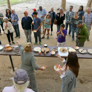 SBBG Staff Picnic, 2017, announcing the pie contest winners