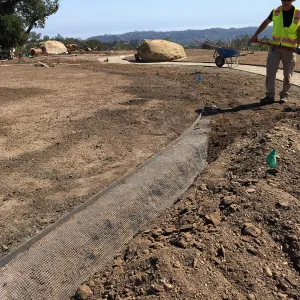 Gopher wire edge of Island View Garden lawn
