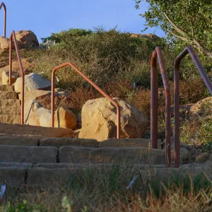 New railing at Island View Garden south steps