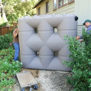Installaion of rainwater collection tank at the Water Wise Home Garden