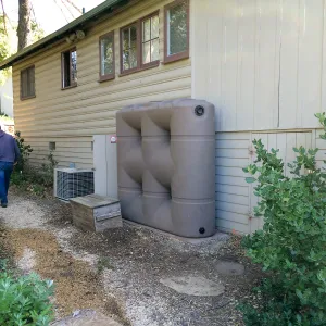 Installaion of rainwater collection tank at the Water Wise Home Garden