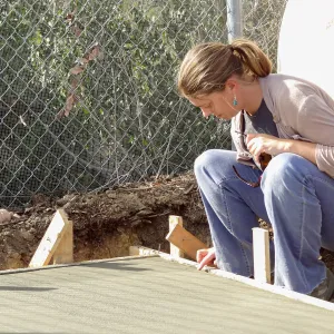 new concrete slab at the Hort Unit, Heather Wehnau