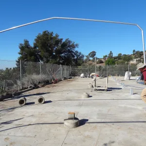 Construction at the Hort Unit, SBBG staff install the new shade structure, James Lechuga, Dave Kershaw