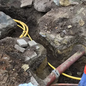 Work on new gas line in Courtyard northwest corner