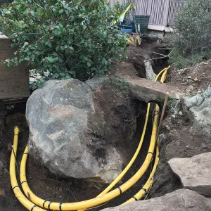 Work on new gas line in Courtyard northwest corner