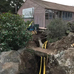 Work on new gas line in Courtyard northwest corner
