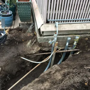 Work on new gas line in Courtyard, northeast corner of Lath House