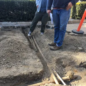 Courtyard water line work