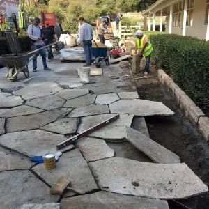 New flagstone installation in Courtyard