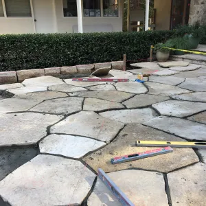 New flagstone installation in Courtyard