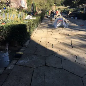 Courtyard flagstone walk installation