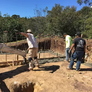 Construction of soil bins in upper parking lot