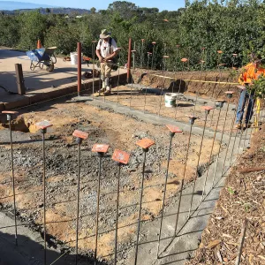 Construction of soil bins in upper parking lot