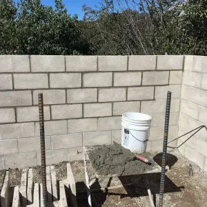 Construction of soil bins in upper parking lot