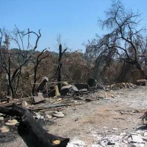 East side of Gane House site after Jesusita Fire