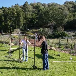 Toad Hall Construction, setting up scaffolding