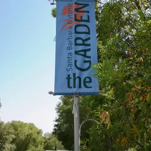 Pole banner at visitor entrance