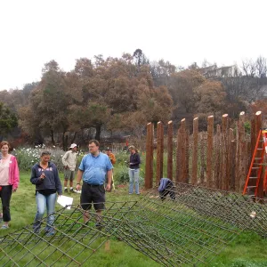 Construction of Herb Parker's â€˜Haven' labyrinth, Volunteers and staff help build