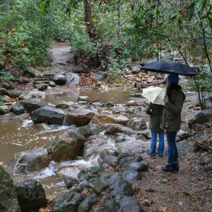 Mission Creek at lower crossing during rainstorm