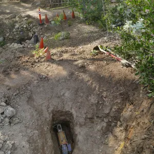 Repair of broken 4 inch water line between the Teahouse and Mission Canyon Road