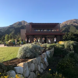 Yoga in the Garden class taught by Michelle Rousseau