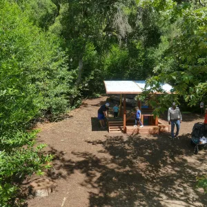 Families visiting the Cali-Pop casita