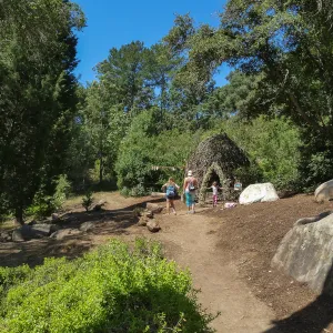 Family visiting the Woodrat House casita