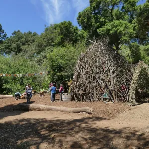 Children from the Santa Barbara Unified School District Expanded Learning Center at the Woodrat House casita