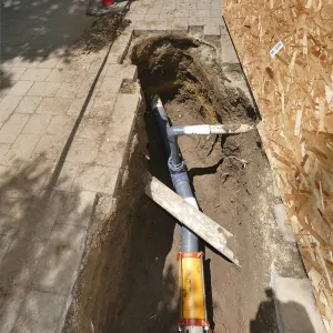 Repaired pipe at top of Arroyo Section, looking north