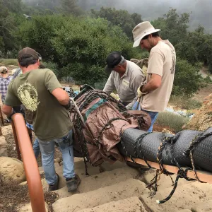 Moving a Lophocereus schottii cactus collected in 1996 from the canyard to the Island View Garden