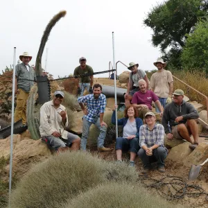 Moving a Lophocereus schottii cactus collected in 1996 from the canyard to the Island View Garden