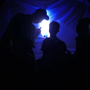 Full Moon Family Night, insect observation station with ultraviolet attacting lamp