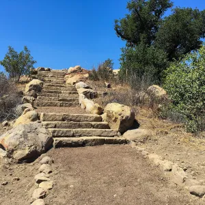 Rebuilt stairs south slope below Island View Garden