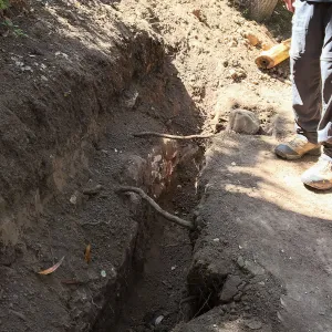 Rebuilding Pritchett Trail, Aqueduct exposed