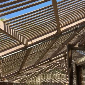Repair of Garden Growers Lath House, looking east