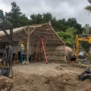 Repair of Garden Growers Lath House, looking northwest