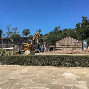 Repair of Garden Growers Lath House, looking west