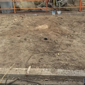 Repair of Garden Growers Lath House. Boulders to remove, looking north