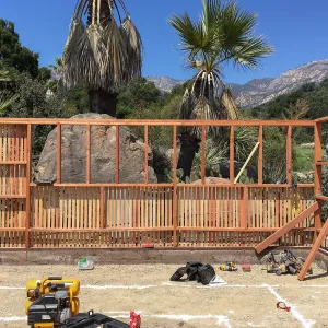 Repair of Garden Growers Lath House, looking north