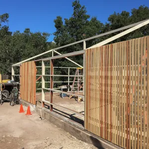 Repair of Garden Growers Lath House, looking northwest
