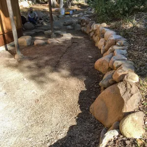 Tea House after removal of dry creek bed