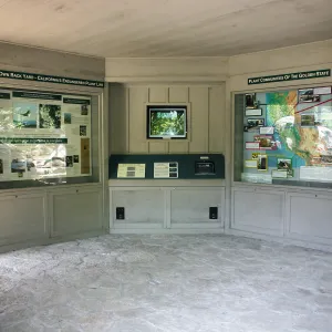 View through north entrance of Information Kiosk