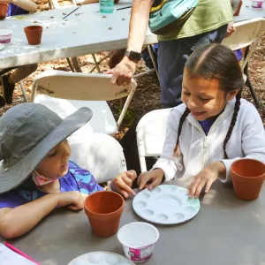 Acorn Adventurers Summer Camp, flower pot decorating activity