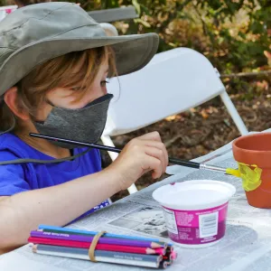 Acorn Adventurers Summer Camp, flower pot decorating activity