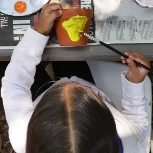 Acorn Adventurers Summer Camp, flower pot decorating activity