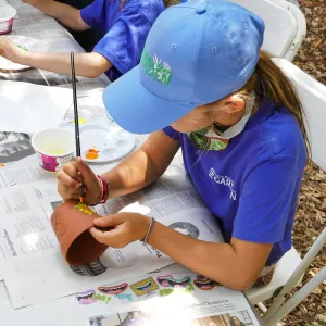 Acorn Adventurers Summer Camp, flower pot decorating activity