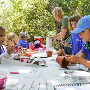Acorn Adventurers Summer Camp, flower pot decorating activity